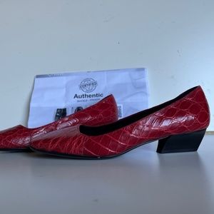 AUTHENTICATED PRADA WOMEN'S RED WEDGE HEELS SIZE 37.5 US 7.5